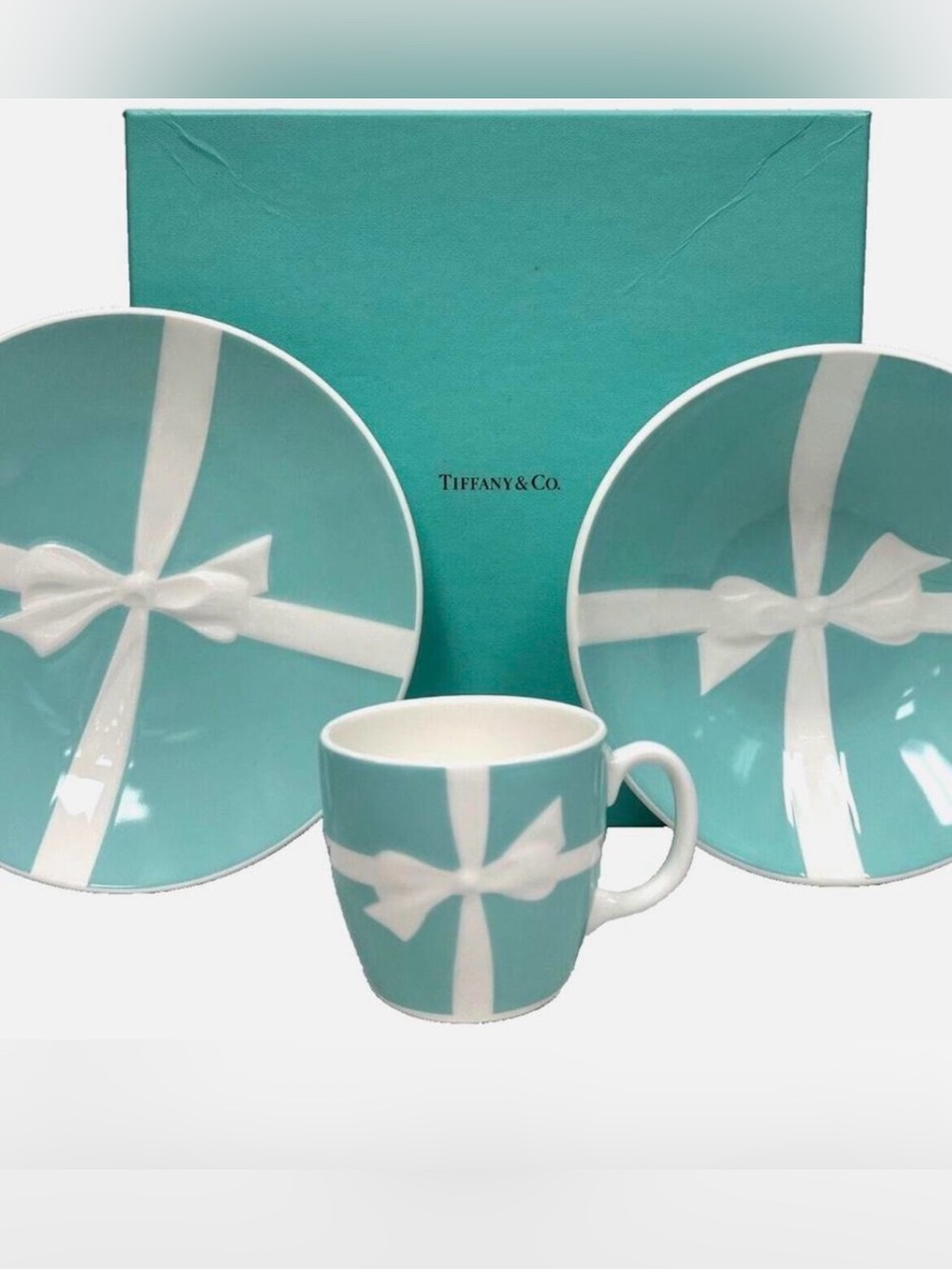 Tiffany & Co. Robin's Egg Blue Bow Porcelain Dinnerware Set
